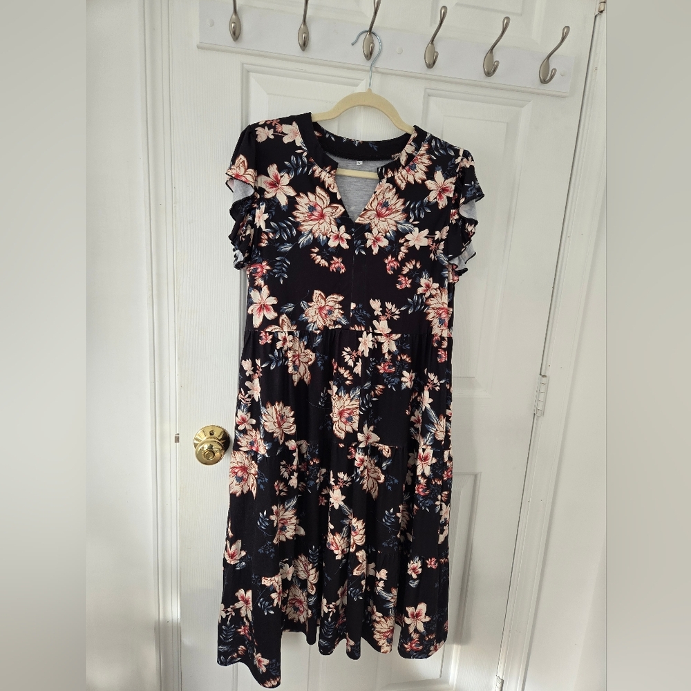 Floral Ruffle Sleeve Dress